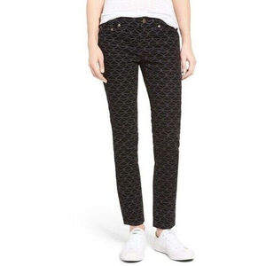 Vineyard Vines Black Gray Whale Tail Print Cords Pants Jeans 0 + FREE STICKER